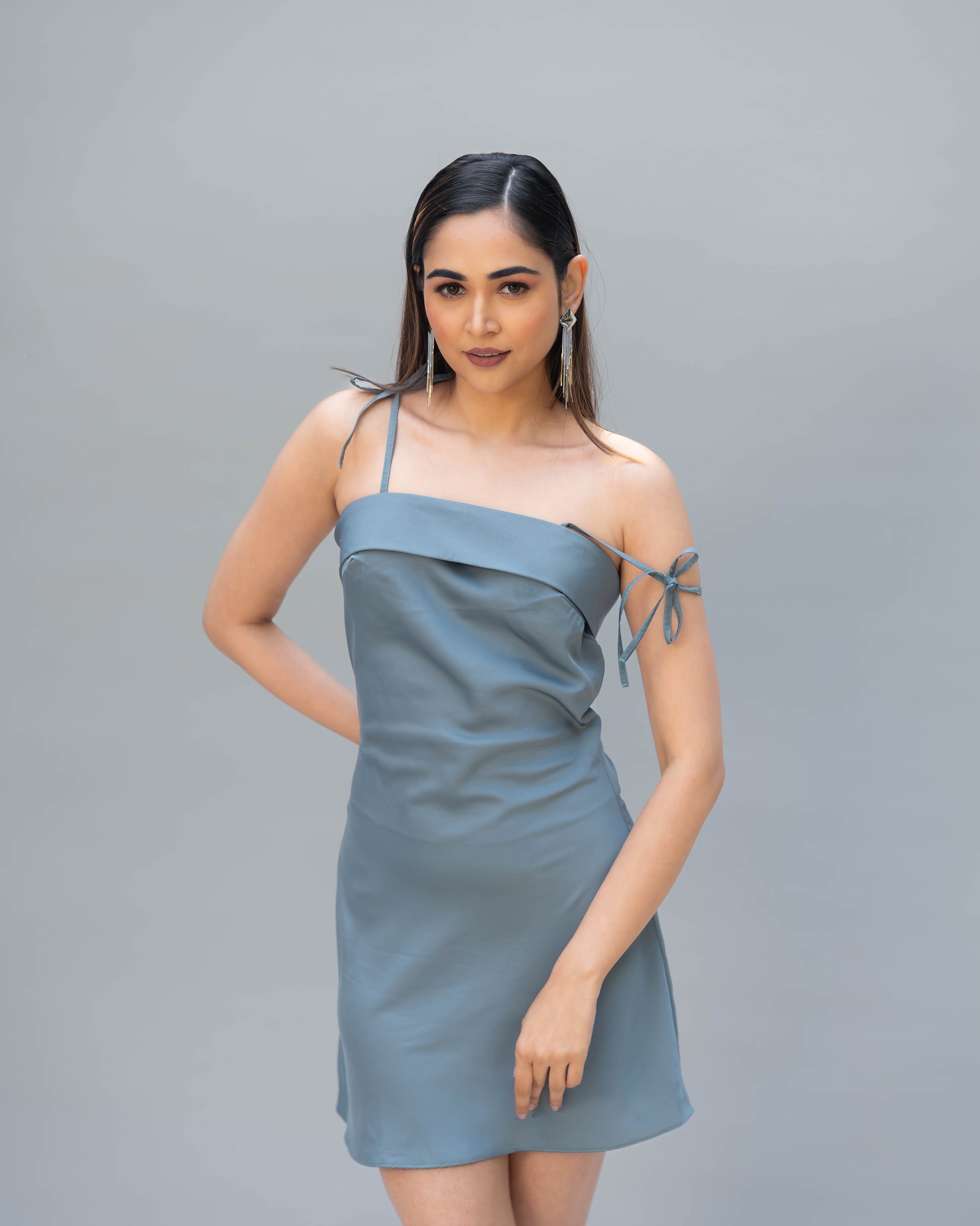 Frostbite Mini Silk Satin Dress - Villionaire