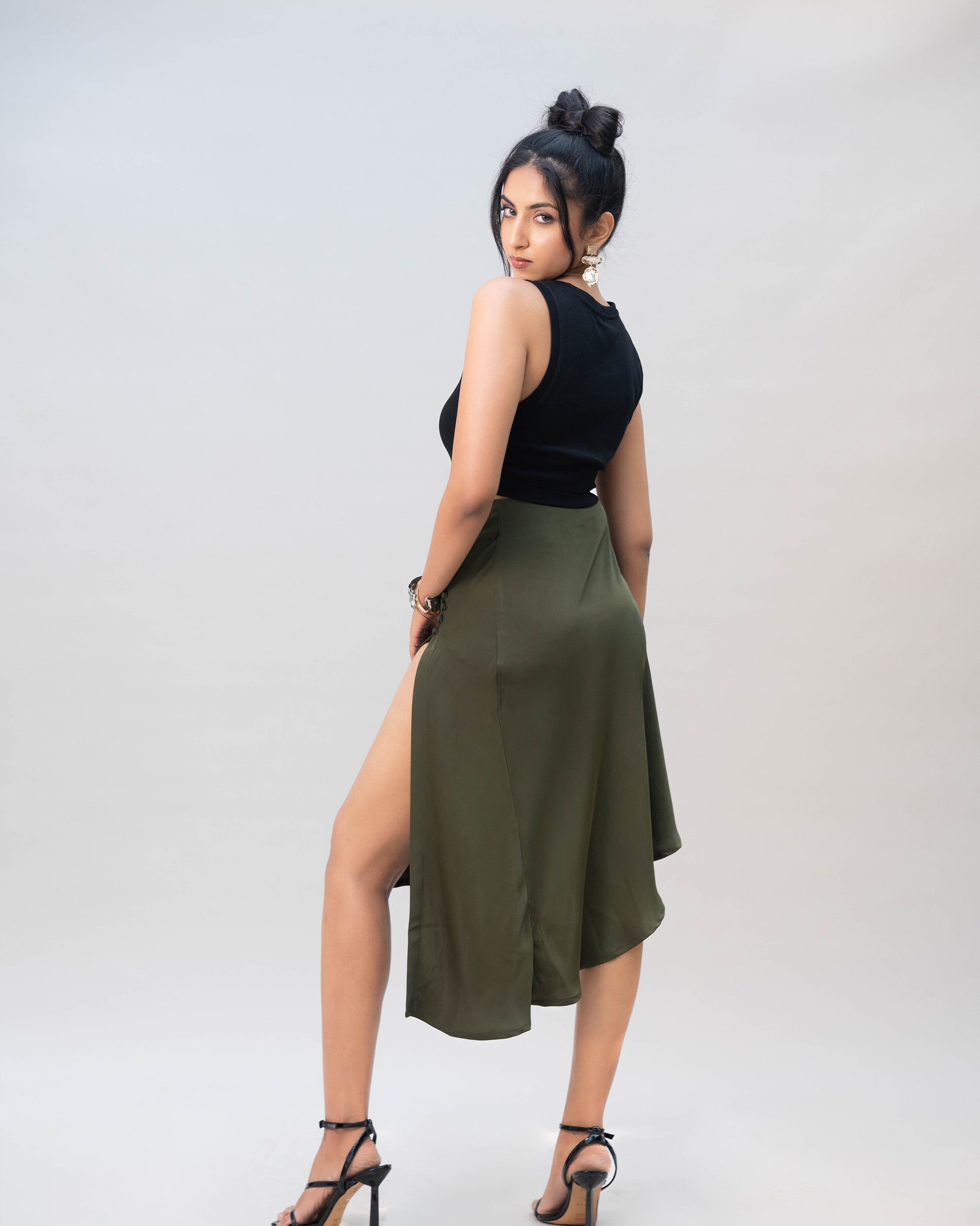 Rogue Muse Asymmetric Silk Satin Skirt - Villionaire