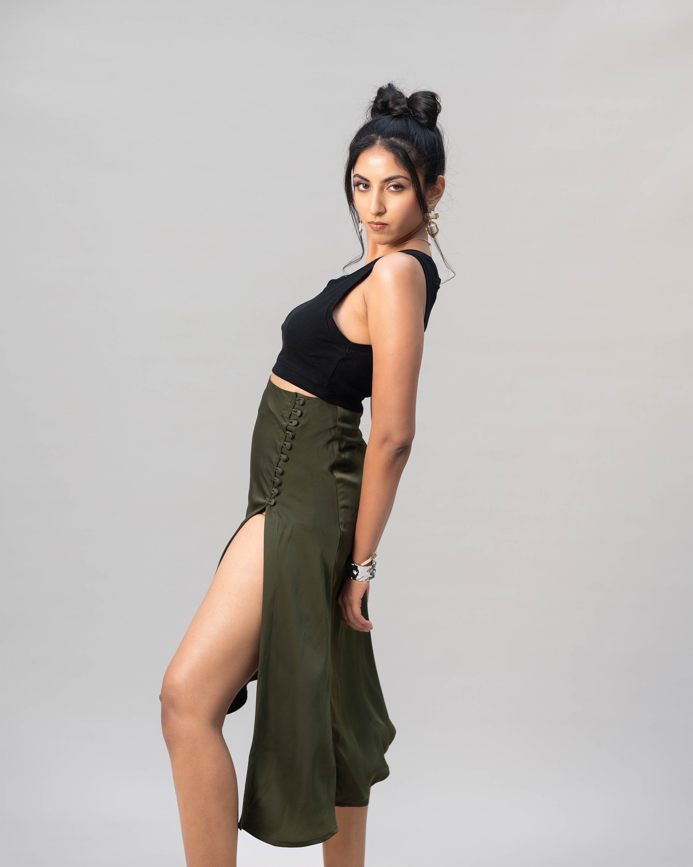 Rogue Muse Asymmetric Silk Satin Skirt - Villionaire