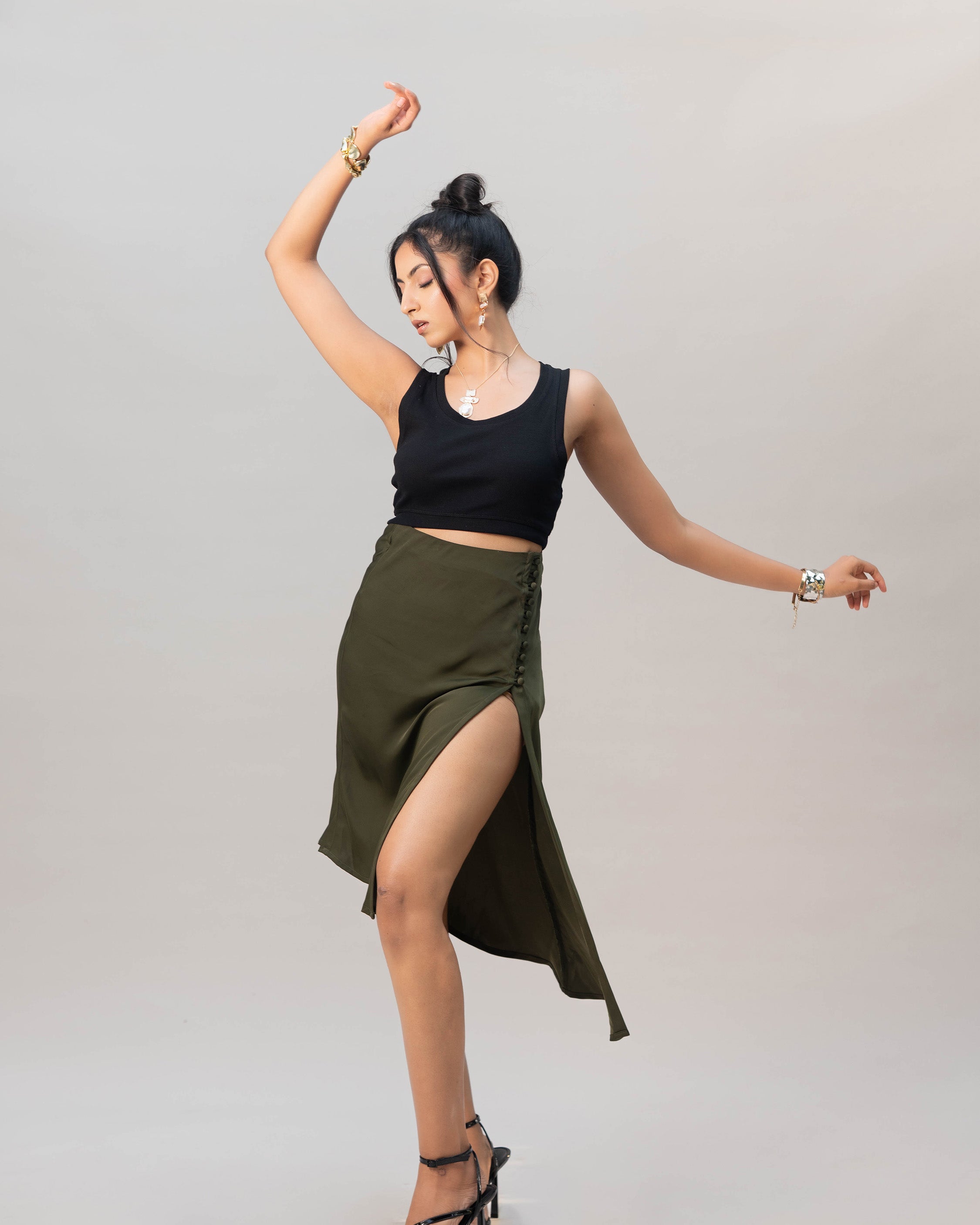 Rogue Muse Asymmetric Silk Satin Skirt - Villionaire