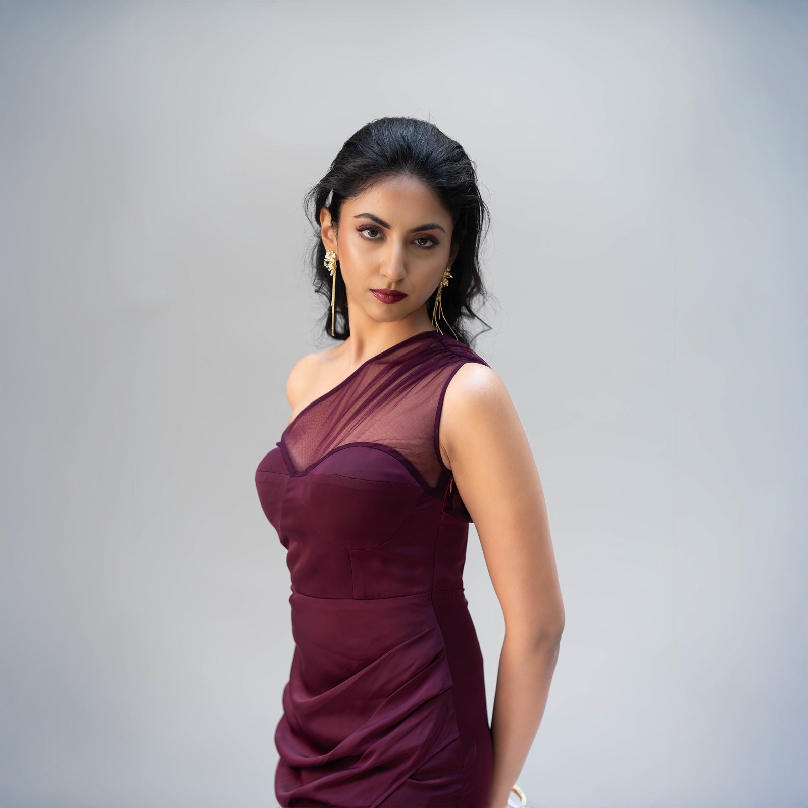 Wine Siren Silk Satin Gown