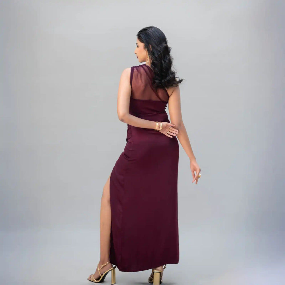 Wine Siren Silk Satin Gown