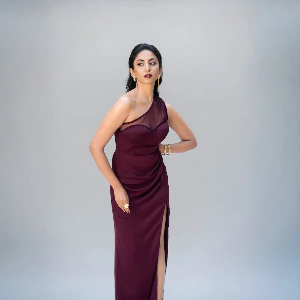 Wine Siren Silk Satin Gown